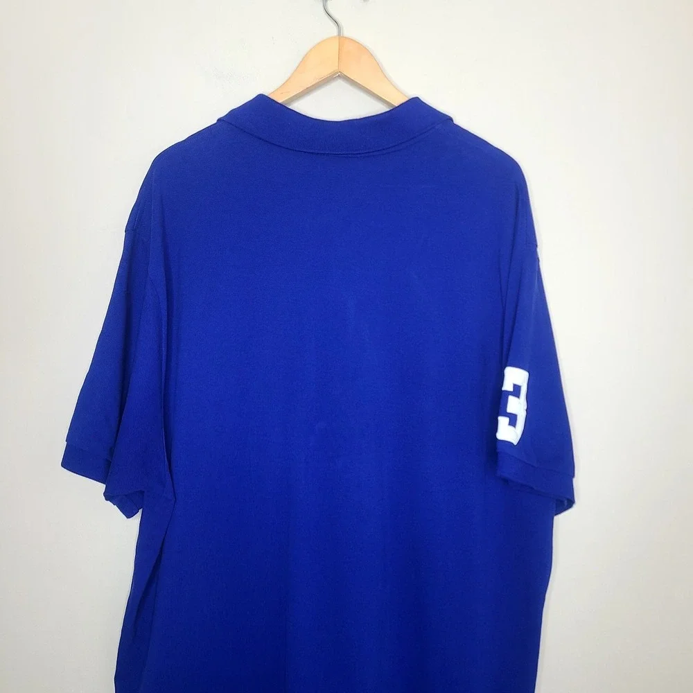 POLO RALPH LAUREN Men's Big And Tall Mesh Triple Pony Polo Shirt Royal‎ Blue 2XB